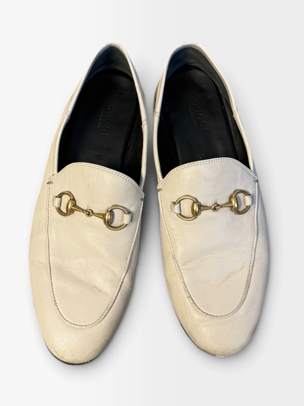 GUCCI Brixton Convertible Horsebit Loafers Mules Size EU 37 Ivory